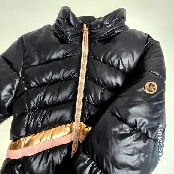 Michael Kors Puffer Jacket Insulated Fleece Lined Removable Hood Big Girls 10-12 - Picture 8 of 9